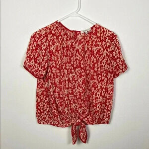 Madewell Women's XXS Crinkle‎ Floral Tie Waist Blouse Business Casual Colorful